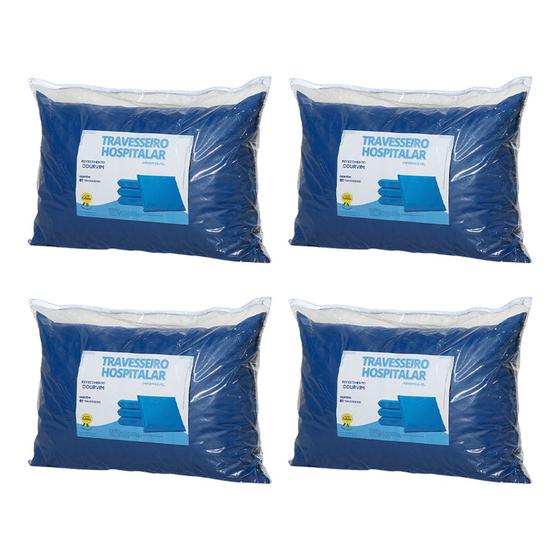 Imagem de Kit 4 Travesseiro Hospitalar Pós Operatório Revestido em Napa Impermeável 60x40x10cm