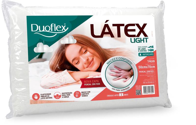 Imagem de Kit 4 Travesseiro Látex Light Duoflex 14cm