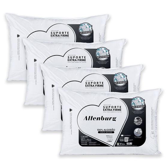 Kit 4 Travesseiros Extra Firme 180 Fios 50x70cm Altenburg Menor preço em Kit 4 Travesseiros Extra Firme 180 Fios 50x70cm Altenburg