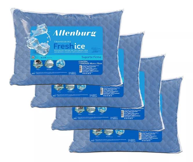 Imagem de Kit 4 Travesseiros Gelado Altenburg Fresh Ice Suporte Firme 50x70cm