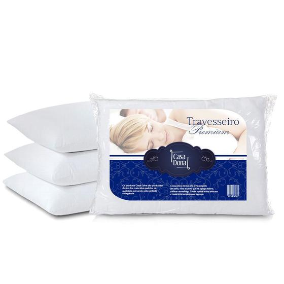Imagem de Kit 4 Travesseiros Percal Premium 50x70cm Casa Dona 200 Fios Siliconada Branco