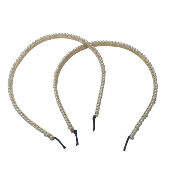 Imagem de Kit 4 un Arco Tiara Pérola Acessório para Penteados 14cm