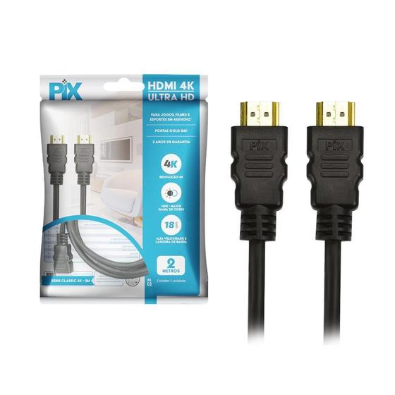 Imagem de Kit 4 Un - Cabo Hdmi 2.0 - 4K Hdr 19P - 30Awg - 2M