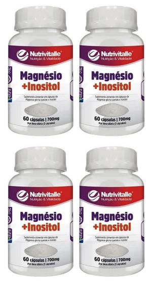 Imagem de Kit 4 Un - Magnesio Inositol 700Mg 60 Capsulas Nutrivitalle