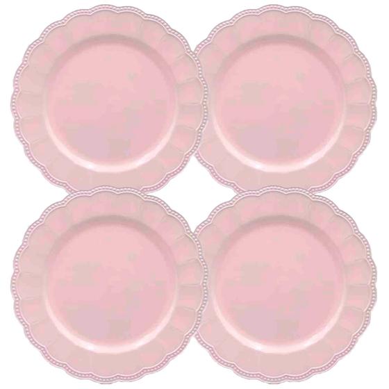 Imagem de Kit 4 Un Sousplat Redondo Rosa Polipropileno 33Cm Rafimex