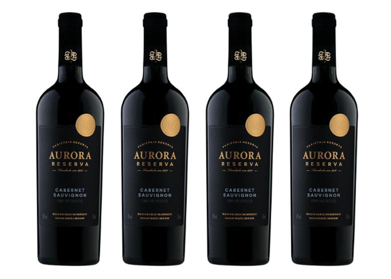 Imagem de Kit 4 Un Vinho Aurora Reserva Cabernet Sauvignon 750 ml