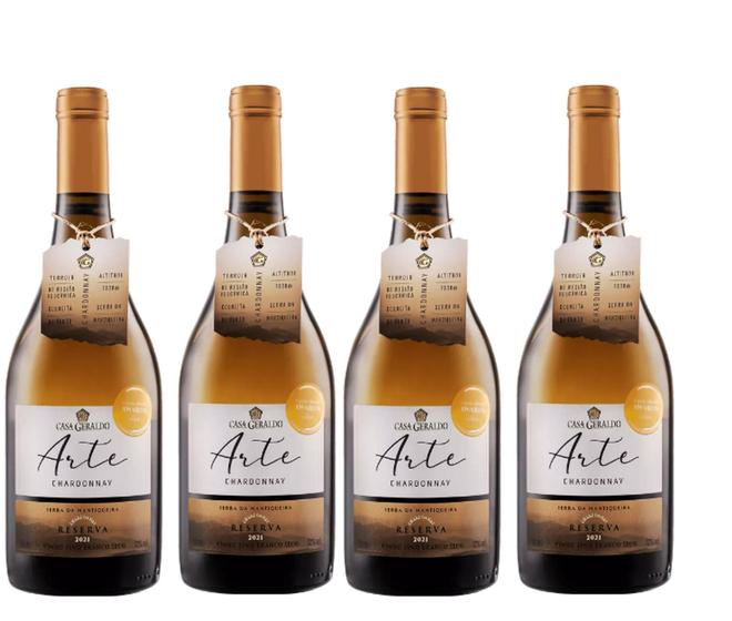 Imagem de Kit 4 Un Vinho Casa Geraldo Arte Chardonnay Reserva 750 ml