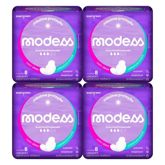 Imagem de Kit 4 und Absorvente Modess Suave Com Abas c/ 8 un