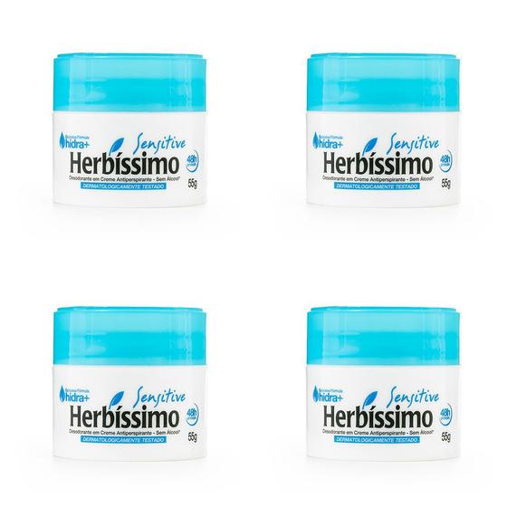 Imagem de Kit 4 Und Desodorante Creme Herbíssimo Hidra Sensitive 55g