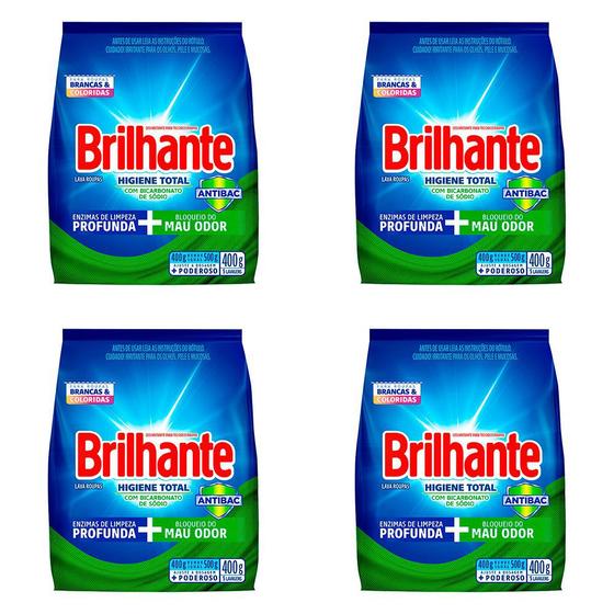 Imagem de Kit 4 Und Detergente Brilhante Pó Higiene Total 400g