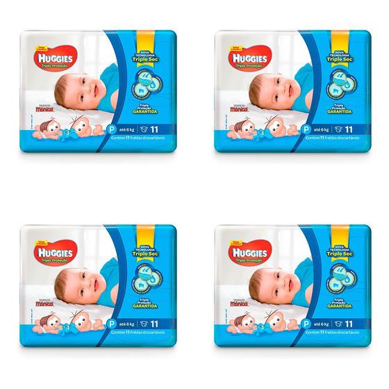 Imagem de Kit 4 Und Fralda Huggies Turma Da Mônica Tripla Proteção P 11 Und