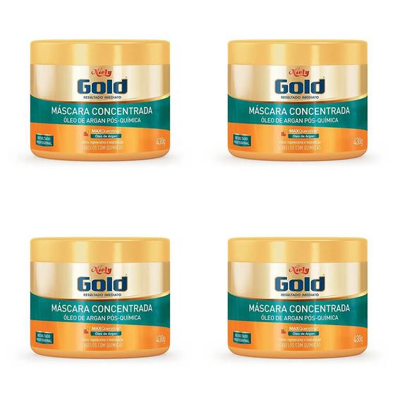 Kit 4 Und Máscara Capilar Niely Gold Óleo De Argan Pós Química 430g