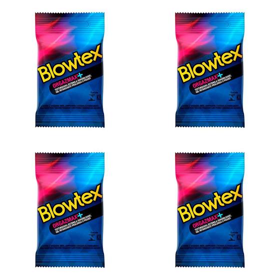 Kit 4 Und Preservativo Blowtex Orgazmax Action Retardante 3 Und