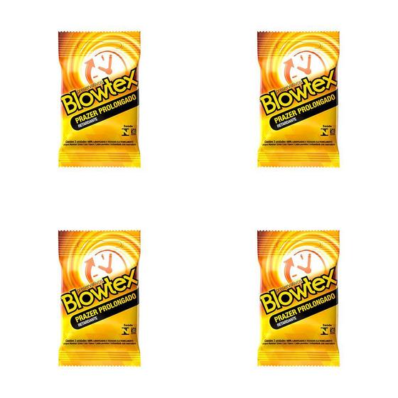 Kit 4 Und Preservativo Blowtex Retardante Prazer Prolongado 3 Und