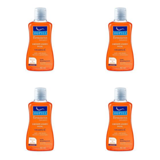 Kit 4 Und Sabonete Líquido Facial Nupill Vitamina C Fórmula Suave 60ml Menor preço em Kit 4 Und Sabonete Líquido Facial Nupill Vitamina C Fórmula Suave 60ml