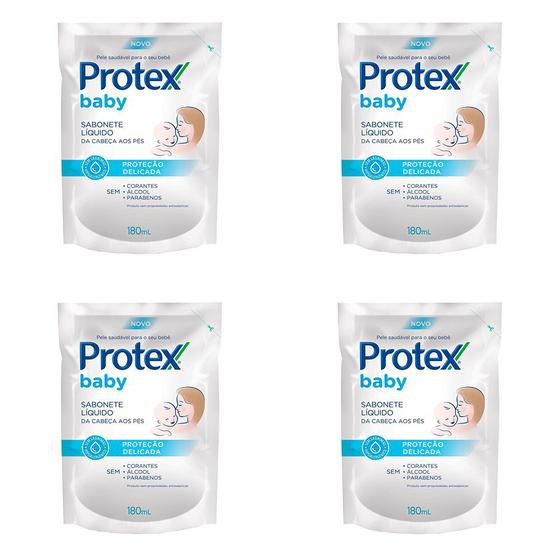 Imagem de Kit 4 Und Sabonete Líquido Protex Baby Refil Proteção Delicada 180ml