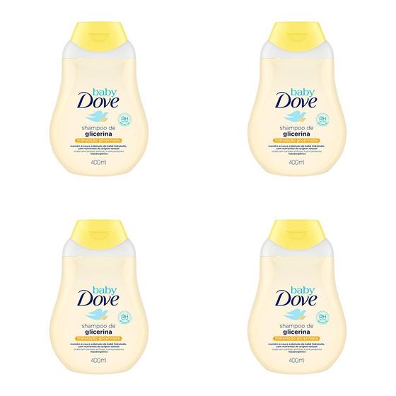 Kit 4 Und Shampoo Dove Baby Glicerina Ph Neutro 400ml Shampoo