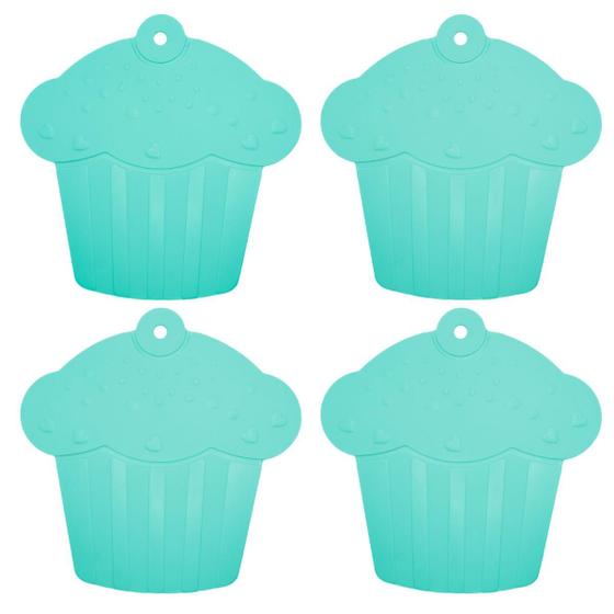 Imagem de Kit 4 unds Descanso / Apoio de Panela CupCake - Emborrachado Verde Água