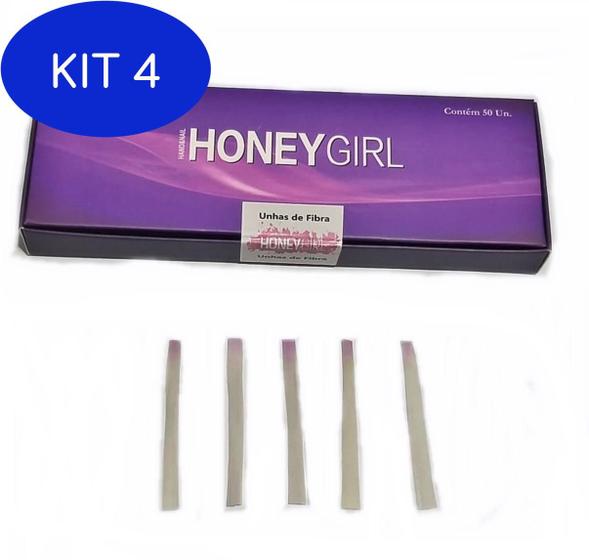 Imagem de Kit 4 Unha De Fibra De Vidro Honey Girl Com 50 Unidades