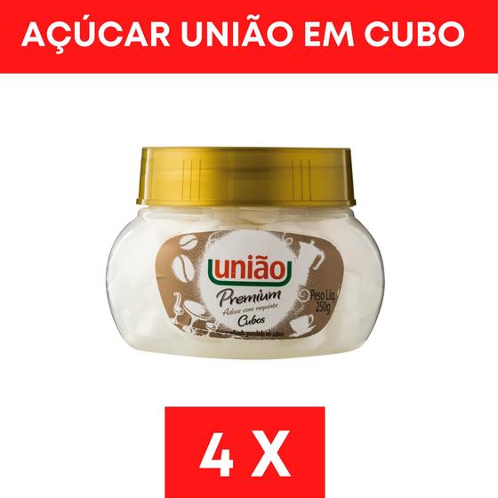 Imagem de Kit 4 unidades - açúcar em cubos união pote