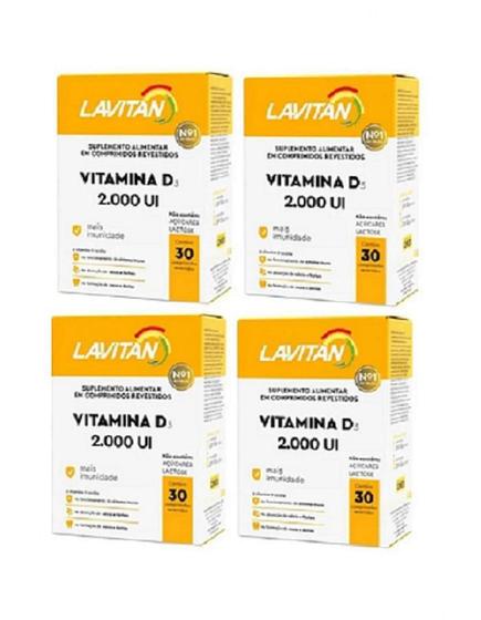 Imagem de Kit 4 Unidades Lavitan Vitamina D3 2.000 Ui - 30 Comprimidos