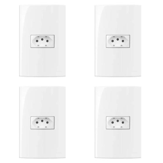 Imagem de Kit 4 unidades - mg conj 1 tomada 2p+t 10a sleek 4x2 branco (16004)