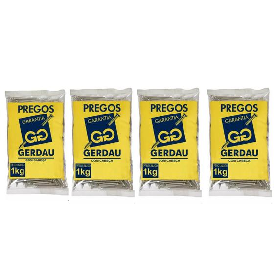 Imagem de Kit 4 Unidades - Prego Com Cabeça 17x21 Gerdau 1kg