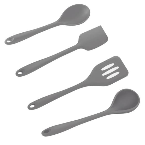 Kit 4 utensílios em silicone grey mimo style Menor preço em Kit 4 utensílios em silicone grey mimo style