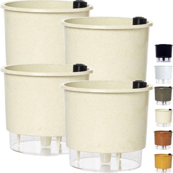 Imagem de Kit 4 Vaso Raiz Auto Irrigável 21x18cm N4 Autoirrigável Grande Plantas Flores Temperos Horta