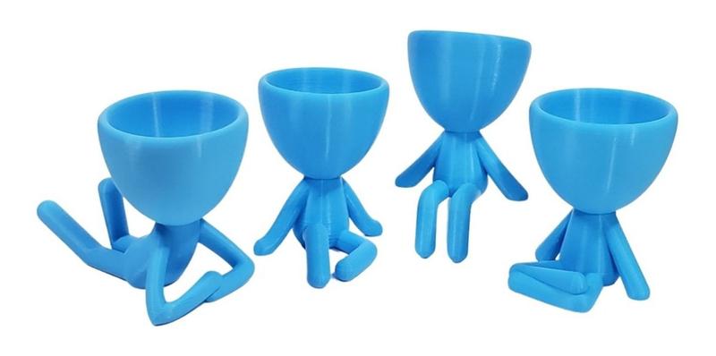 Imagem de Kit 4 Vasos Decor BOB  Robert Plant Para Suculentas  e Cactos Azul 13 cm