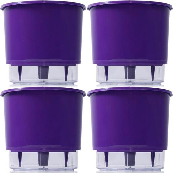 Imagem de Kit 4 Vasos Raiz Autoirrigável 16X14 Roxo - Cultivar Plantar