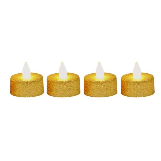 Imagem de Kit 4 Velas Eletrônicas Glitter Dourado Natal Led 4cm - Magizi