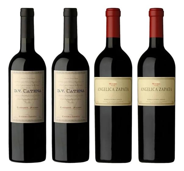 Kit 4 Vinho Argentino 2Dv Cabernet Malbec E 2 Angelica Malbec