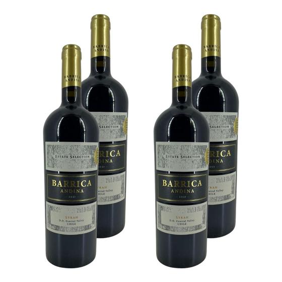 Imagem de Kit 4 Vinhos Barrica Andina Syrah Tinto Chile 750ml