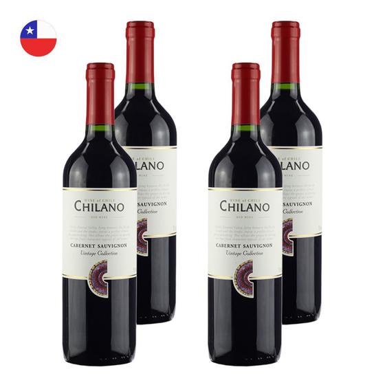 Imagem de Kit 4 Vinhos Chilano Cabernet Sauvignon Tinto Chile 750ml