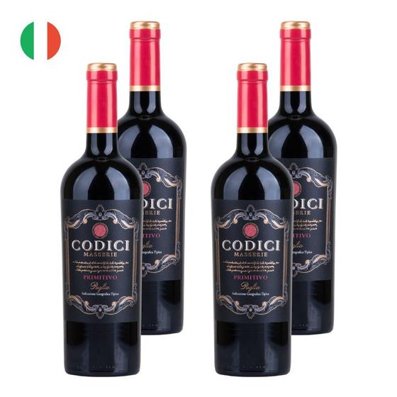 Imagem de Kit 4 Vinhos Codici Masserie Primitivo Tinto Itália 750ml