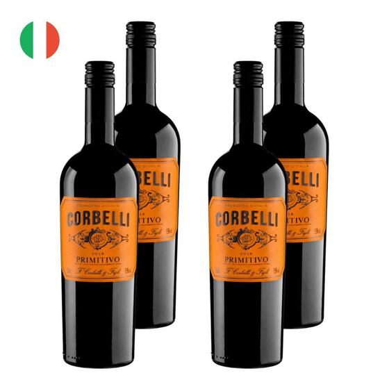 Imagem de Kit 4 Vinhos Corbelli Primitivo Tinto Itália 750ml