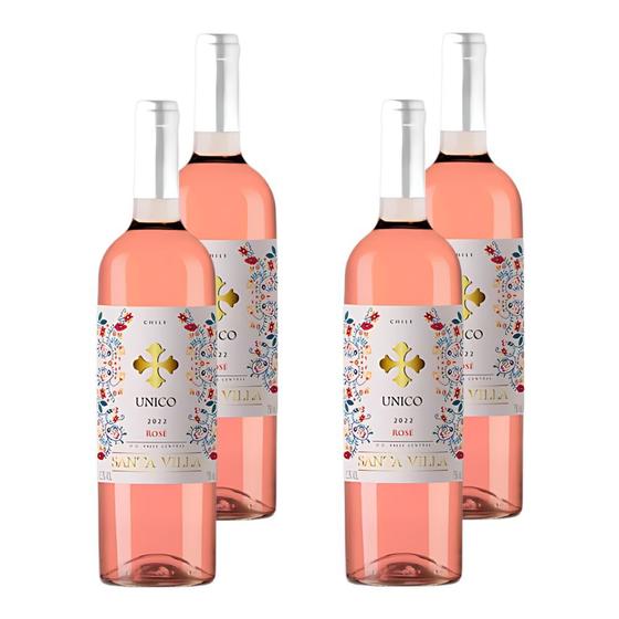 Imagem de Kit 4 Vinhos Santa Villa Unico Syrah Rosé Chile 750ml