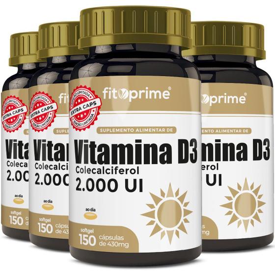 Imagem de Kit 4 Vitamina D3 2000Ui Colecalciferol Extra 150 Cápsulas