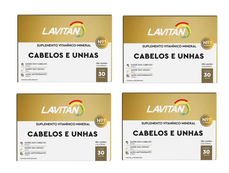 Imagem de Kit 4 Vitaminas Lavitan Cabelos e Unhas  30 Cápsulas  Cimed