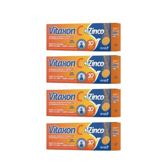 Imagem de Kit 4 Vitaminas Vitaxon C+Zinco 1g C/10 Comprimidos - Airela