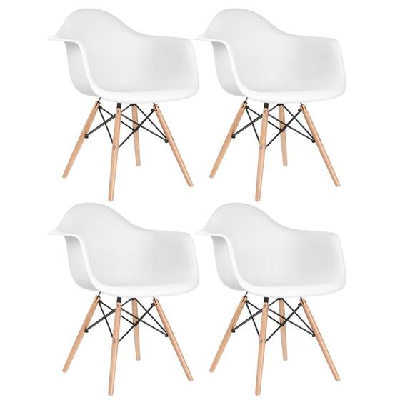 Imagem de KIT - 4 x cadeiras Charles Eames Eiffel DAW com braços - Base de madeira clara -
