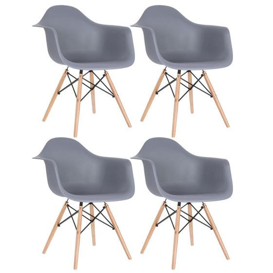 Imagem de KIT - 4 x cadeiras Charles Eames Eiffel DAW com braços - Base de madeira clara -