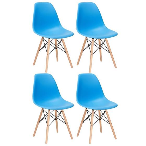 Imagem de KIT - 4 x cadeiras Charles Eames Eiffel DSW - Base de madeira clara