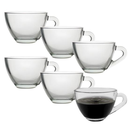 Kit 4 Xicara Caneca Copo De Vidro Transparente Café Chá Cappuccino Alça 90ml – CASAMBIENTE