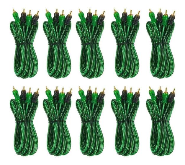 Imagem de Kit 40 Cabo Rca 5 Metros Technoise 200Pro Verde Injetado 4Mm