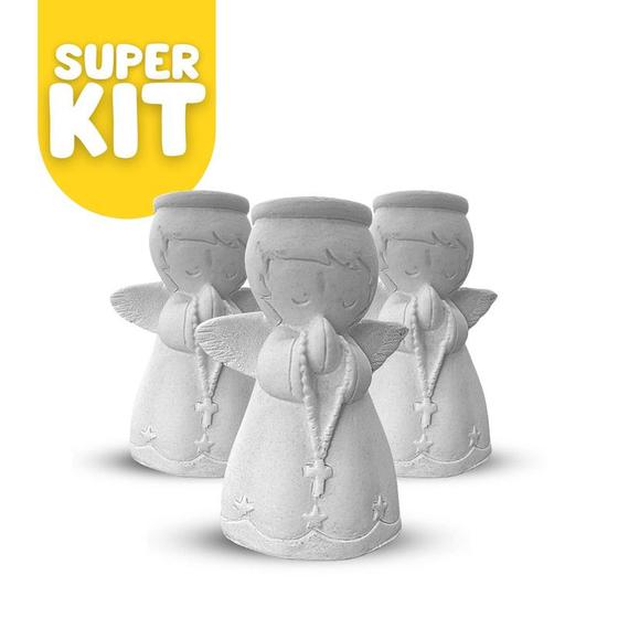 Imagem de Kit 40 Mini Anjo Anjinho Gesso Cru 7cm Atacado Revenda