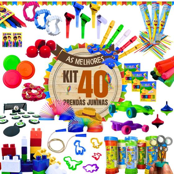 Imagem de Kit 40 Prenda Lembrancinha Festa Infantil Sacolinha Aniversário Mini Brinquedos Criança