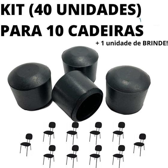 Imagem de Kit 40 Sapata Ponteira Borracha Resistente 10 Cadeiras 1.1/4 Pol 3,2cm