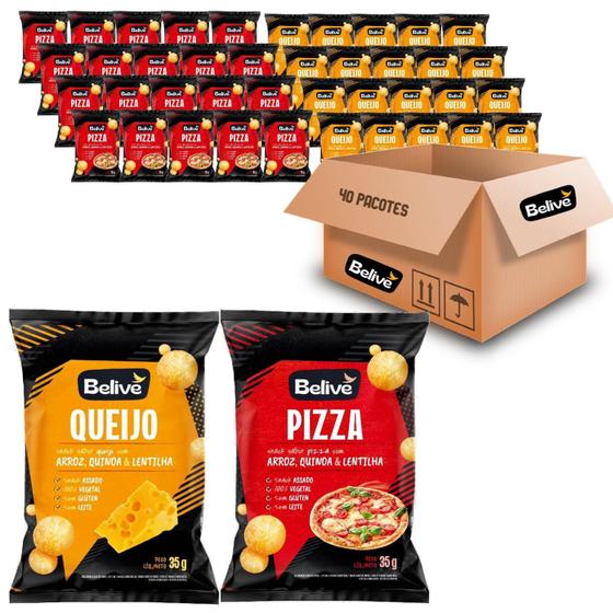 Imagem de Kit 40 Snack Arroz Pizza (20X) Queijo (20X) Belive 35G